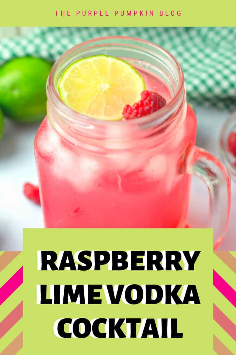 Glass of raspberry lime vodka cocktail