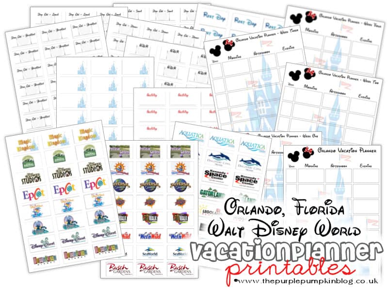 Orlando Florida, Walt Disney World Vacation Planner Printables