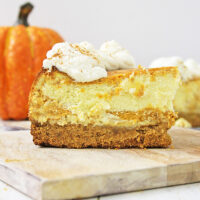 Slice of pumpkin pie cheesecake