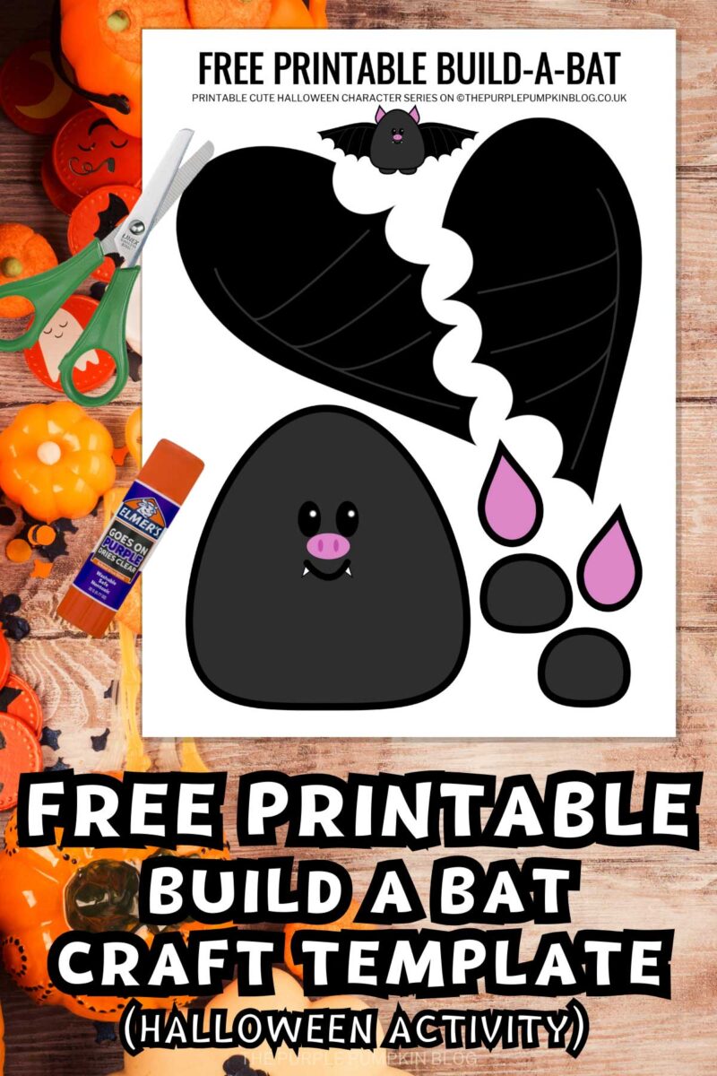 Free Printable Build a Bat Craft Template (Halloween Activity)