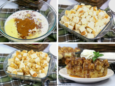Recipe Card for Caramel Apple Bread Pudding