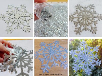 how to card with step by step photo demonstrating how to make glitter snowflakes