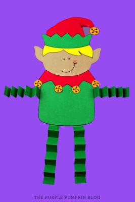 Paper Elf on Purple Background
