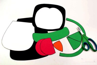 cut paper penguin pieces