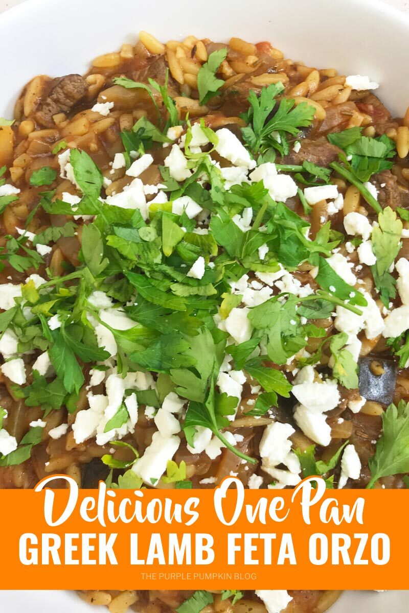 Delicious One Pan Greek Orzo with Lamb and Feta