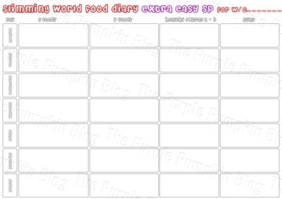 Slimming World Food Diary Printable &amp; Meal Planner Printable