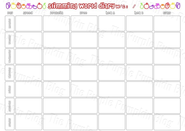 Slimming World Food Diary Printable &amp; Meal Planner Printable