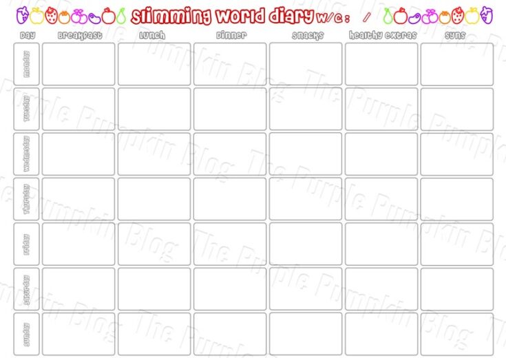 Slimming World Food Diary Printable &amp; Meal Planner Printable