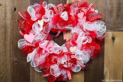 Completed Heart Shaped Deco Mesh Wreath