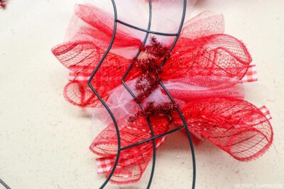 Deco Mesh Tied to Wreath (back)