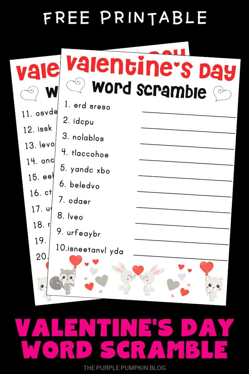 Free Printable Valentine's Day Word Scramble Valentine's Day Activities