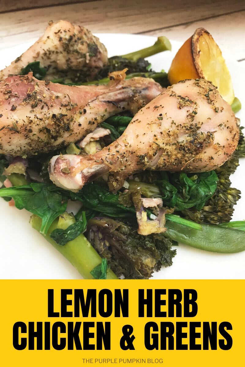 Lemon Herb Chicken Drumsticks & Greens