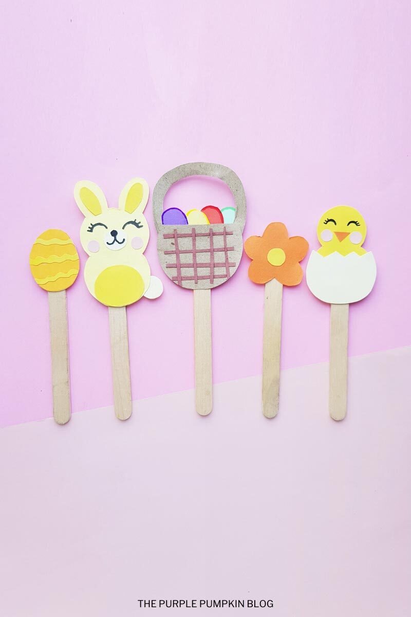 Make Simple & Cute Paper Easter Puppets on Popsicle Sticks!