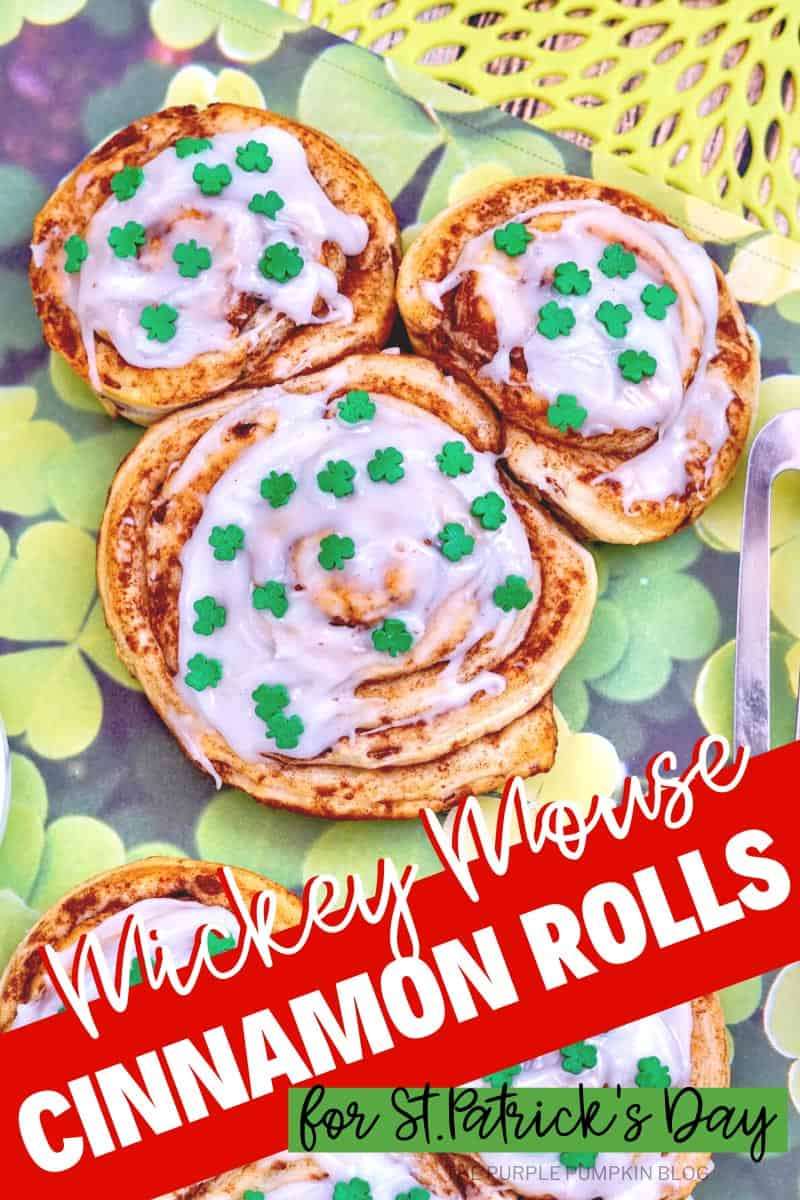 Mickey Mouse Cinnamon Rolls for St. Patrick's Day