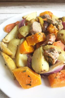 One-Pan Vegetable & Lemon Pork Traybake