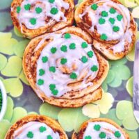 Mickey Mouse Cinnamon Rolls with Shamrock Sprinkles