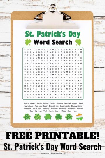 St. Patrick's Day Word Search Free Printable | St. Patty's Activities