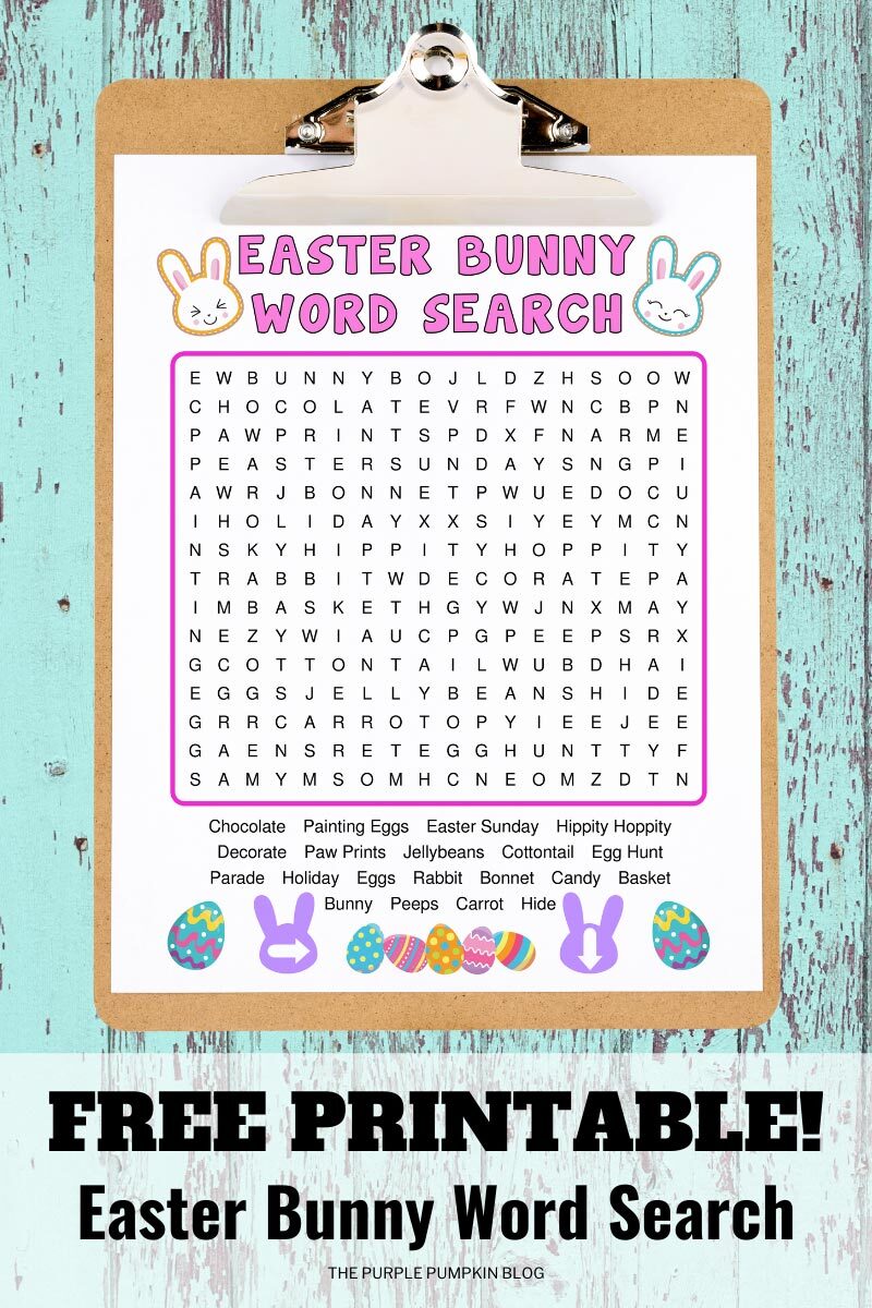 Free Printable Easter Bunny Word Search Indoor Easter Activities
