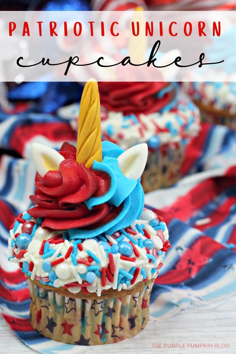 4th of July Patriotic Unicorn Cupcakes