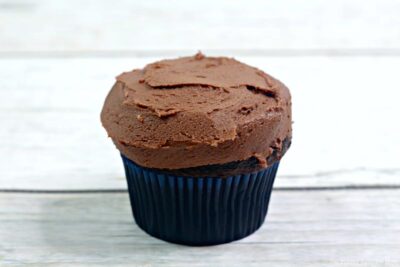 Chocolate Frosting on Cupcake
