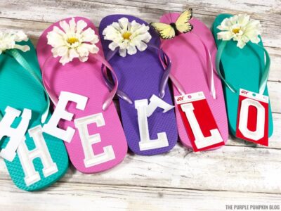 Attaching letters to flip flops