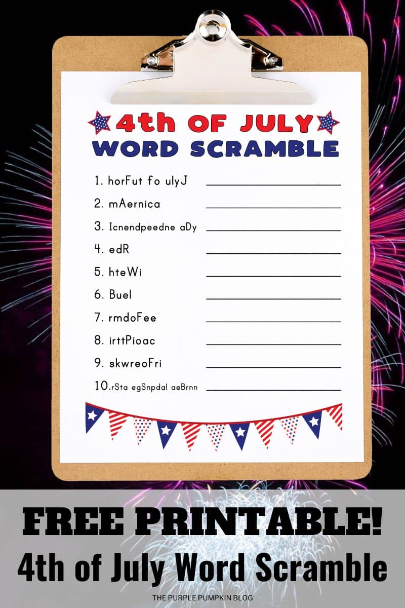 Free Printable 4th of July Word Scramble (Easy, Medium & Hard!)