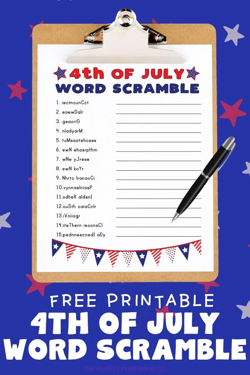 Free Printable 4th of July Word Scramble (Easy, Medium & Hard!)