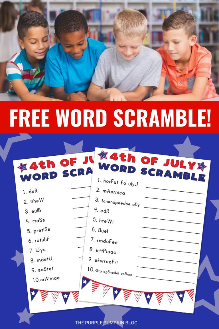 Free Printable 4th of July Word Scramble (Easy, Medium &amp; Hard!)