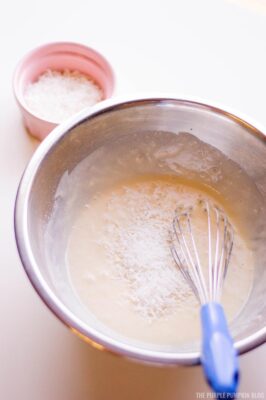 Folding coconut into cupcake batter