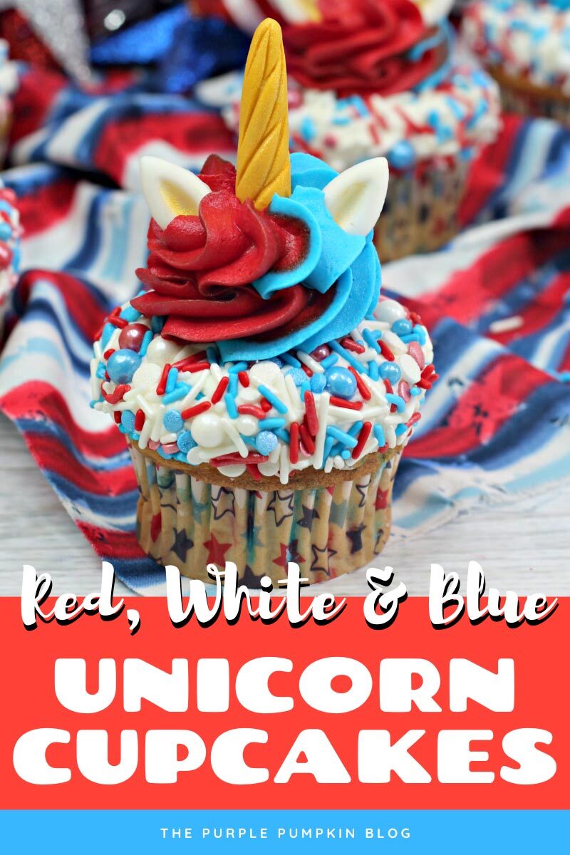 Red White & Blue Unicorn Cupcakes for the Fourth