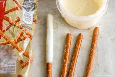 Tropical Pretzel Rods Process - melted candy