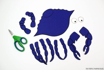Cute blue crab paper pieces