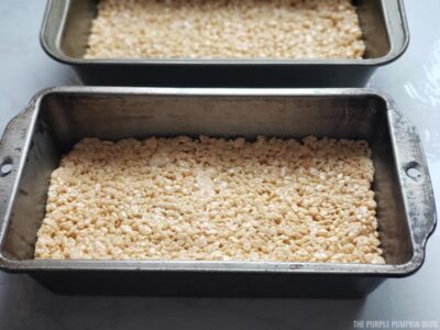 Rice Krispies mixture in loaf pans