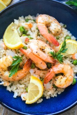 Lemony Prawn Risotto with Peas