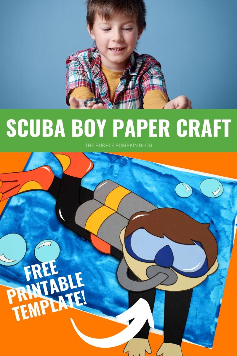 Scuba Boy Paper Craft - Free Printable Template