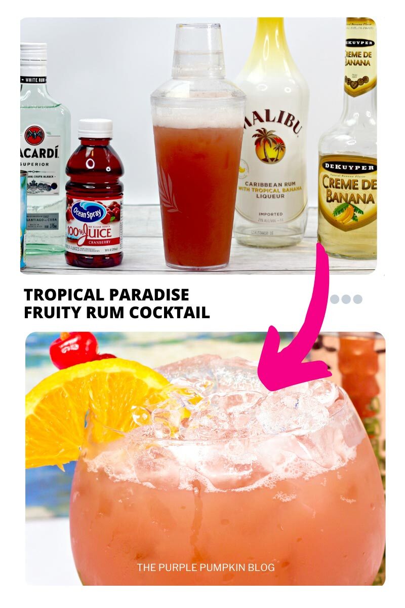 Tropical Paradise Fruity Rum Cocktail