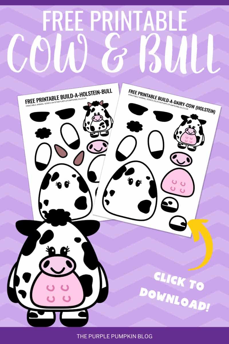 Build A Cow! Holstein Dairy Cow &amp; Bull - Free Printable Templates!
