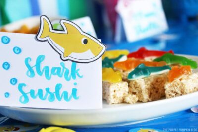 Free Printable Baby Shark Food Labels (Baby Shark Party Printables)