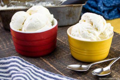No Churn Vanilla Ice Cream in bowls
