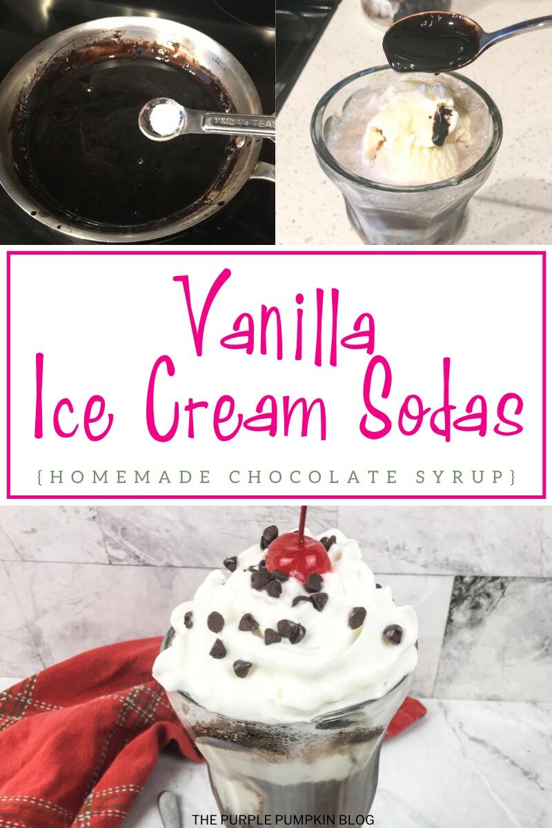Vanilla Ice Cream Soda with Homemade Chocolate Syrup