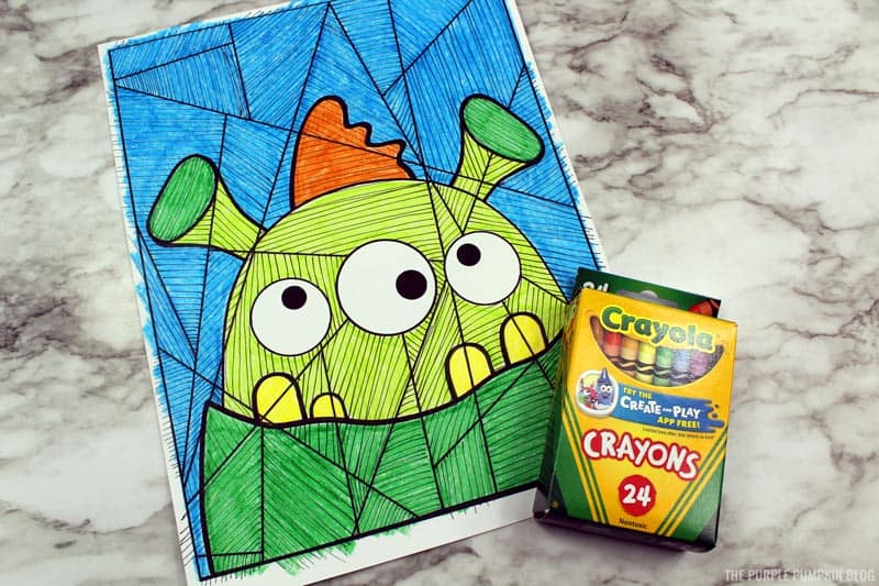 Free Printable Alien Coloring Sheet &amp; Line Activity for Halloween!