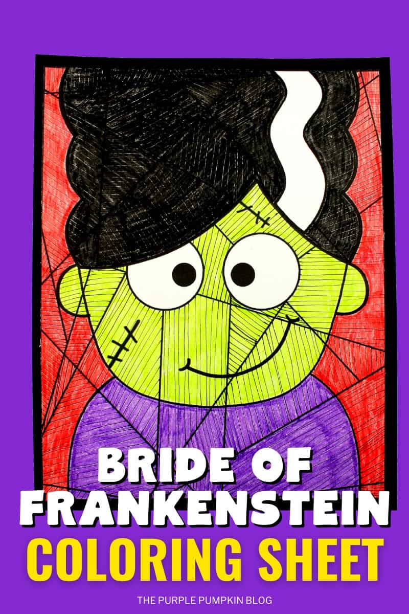 Free Printable Bride of Frankenstein Coloring Sheet & Line Activity