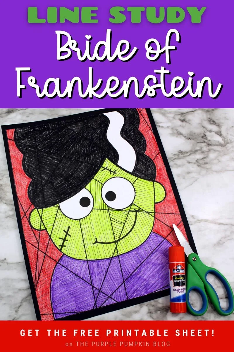Free Printable Bride of Frankenstein Coloring Sheet &amp; Line Activity