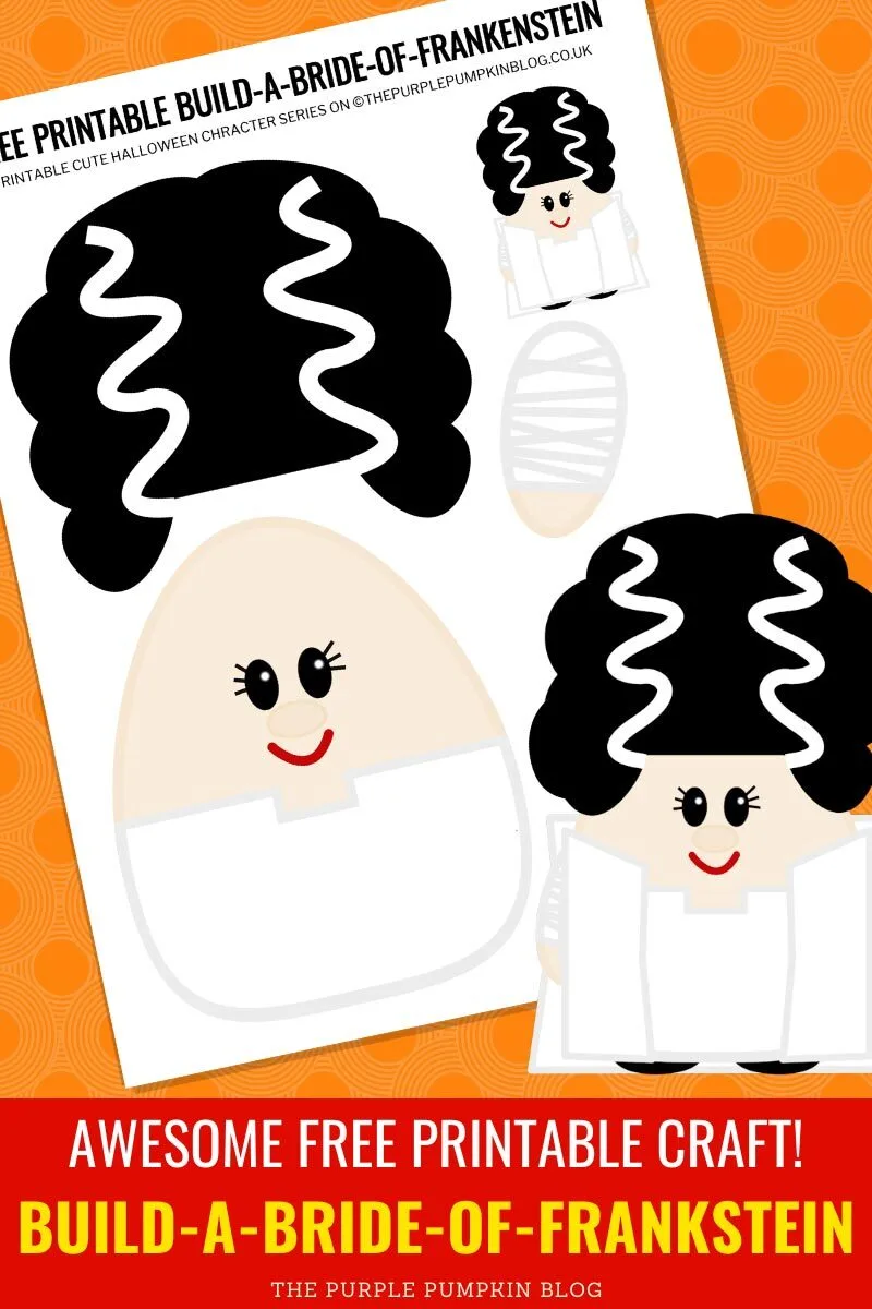 Build a Bride of Frankenstein! Free Printable Halloween Paper Craft