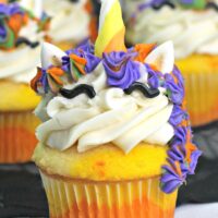Candy Corn Halloween Unicorn Cupcakes
