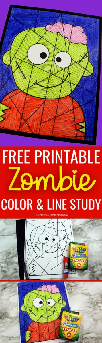 Free Printable Coloring Sheet & Line Study - Zombie