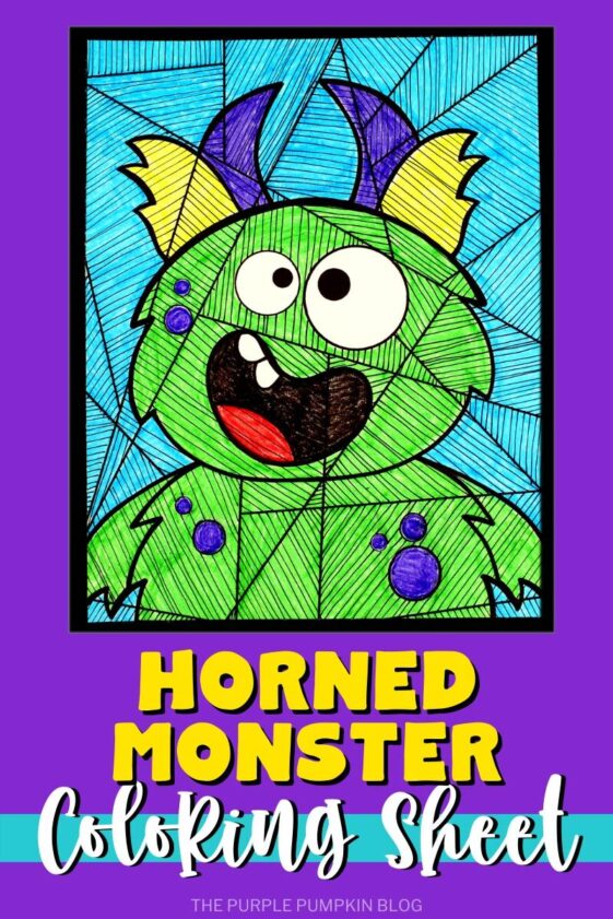 Free Printable Horned Monster Coloring Sheet &amp; Line Study Activity