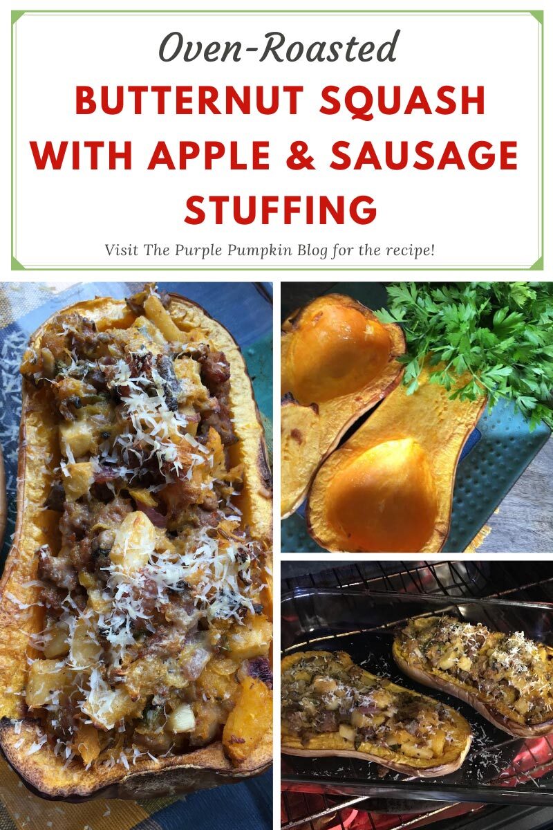 Oven-Roasted Butternut Squash with Apple & Sausage Stuffing