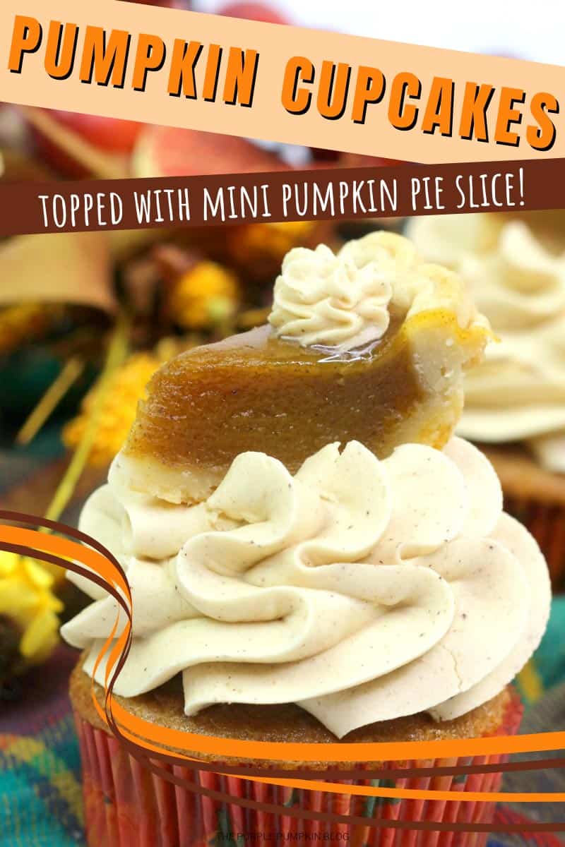 Pumpkin-Cupcakes-topped-with-Mini-Pumpkin-Pie-Slice
