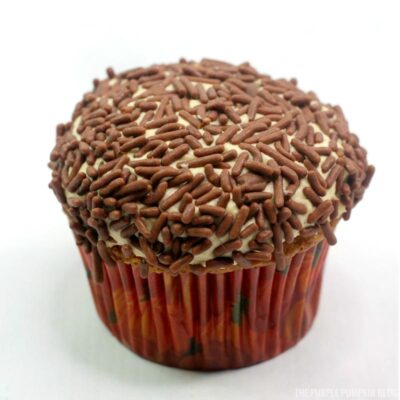 Chocolate sprinkles covering frosting